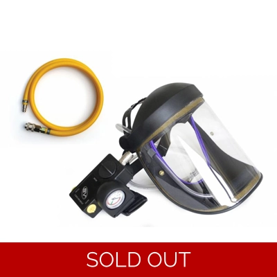 CRUSADER lite AIR FED VISOR, Airfed Paint Spray Mask, With 'SPRAY HOSE'